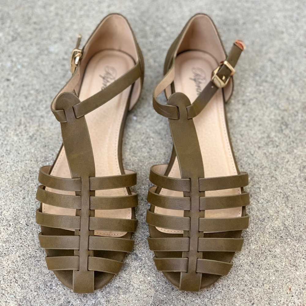 Paprika Olive Khaki Closed Toe Gladiator Sandals